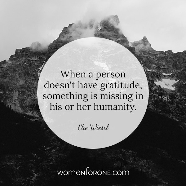 When a person doesn't have gratitude, something is missing in his or her humanity. - Elie Wiesel