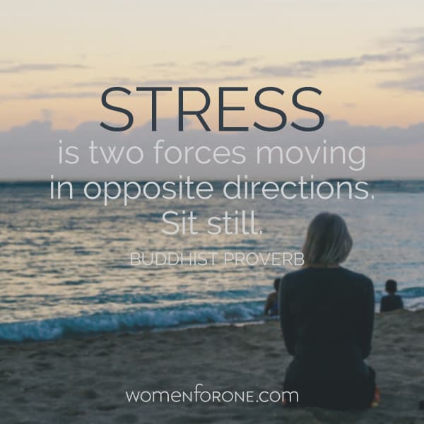 Stress is two forces moving in opposite directions. Sit still. - Buddhist Proverb