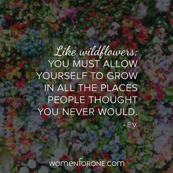Like wildflowers; you must allow yourself to grow in all the places people though you never would. -E.V.