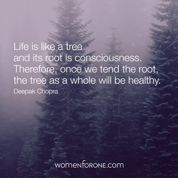 Life Is A Tree And Its Roots is Consciousness. Therefore, once we tend the root, the tree as a whole will be healthy. Deepak Chopra